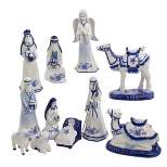 Kurt Adler 1.97-6.7 Inch Porcelain Delft Blue Nativity Set, 11-Piece Set