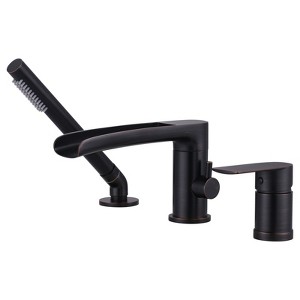 WOWOW Single-Handle Deck-Mount Roman Tub Faucet with Hand Shower in Brushed Nickel - 1 of 4