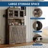 MDF 6-Door Rice Pattern Kitchen Cabinet, Dark Oak Farmhouse Style, Tall Wooden Kitchen Organizer with Charging Outlet, Kitchen Furniture - 2 of 4