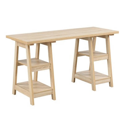 Designs2Go Double Trestle Desk with Shelves Weathered White - Breighton Home