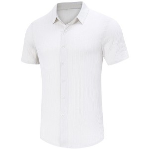 Men's Casual Button Down Shirts Relaxed Fit Short Sleeve Shirt Stylish Summer Beach Shirt - 1 of 4