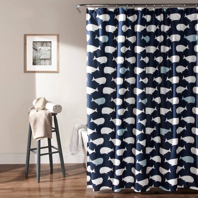 Whale Shower Curtain Navy - Lush Décor