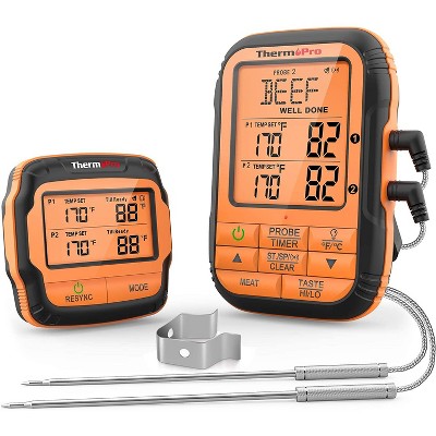 Thermopro Twin Tempspike 500ft Truly Wireless Meat Thermometer With 2 Meat  Probes And Signal Booster Ios / Android Compatible : Target