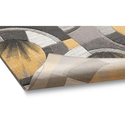 Gold and Gray Geometric Handmade 6' x 9' Area Rug