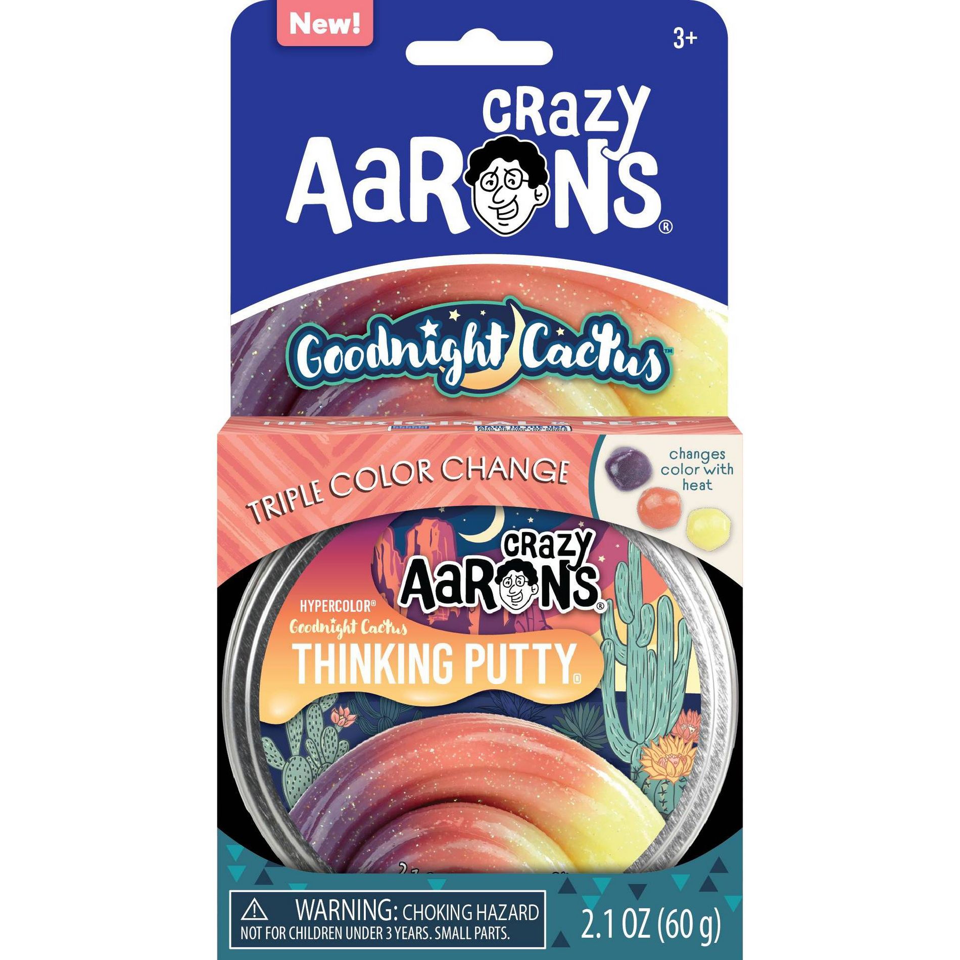 Crazy Aaron's Goodnight Cactus Putty: Creative Thinking Slime, 0.13 oz, Single Piece