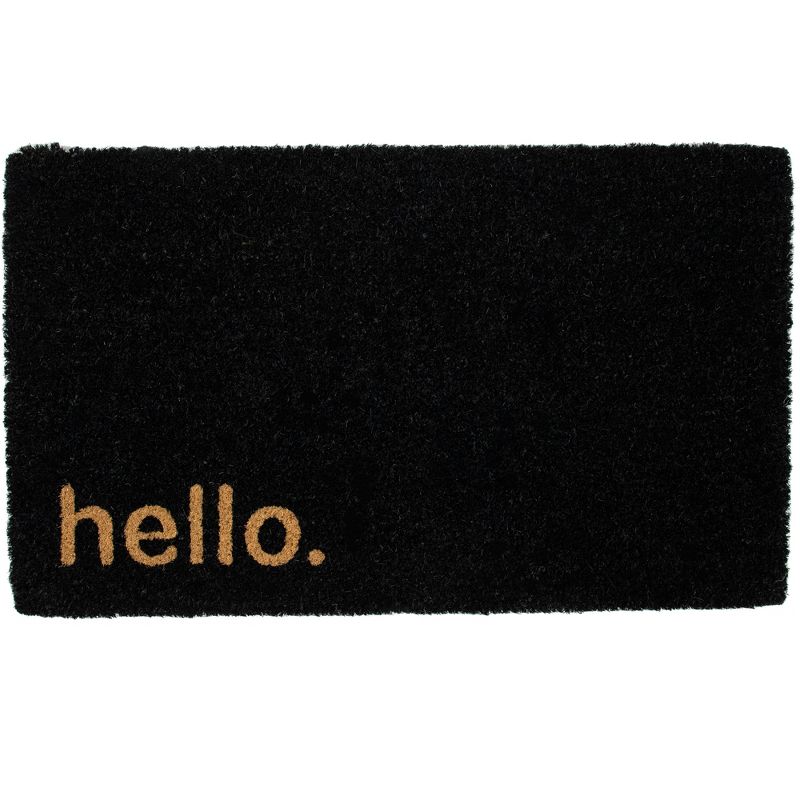 Northlight Black Coir "Hello" Outdoor Doormat 18" x 30", 1 of 6