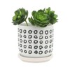 Gulches 2 Piece Ceramic Aztec Planters w/ Saucers, Sizes 4.5x4.5x4.5" & 6x6x5.75" - Perfect for Hall, Bedroom, Florist etc. - 3 of 4