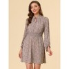 INSPIRE CHIC Women's Smocked Waist Tie Neck Floral Long Sleeve Dress - 2 of 4