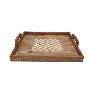 Transpac Wood 16 in. Multicolored Herringbone Serving Tray - 1 of 2