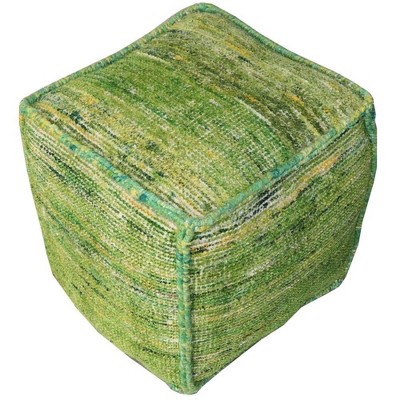 Moti Wendy Ottoman Pouf Upholstered in Green Fabric 18"D x 18"W x 18"H