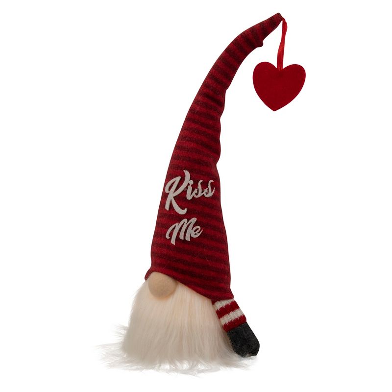 Northlight 14" Lighted Red Striped 'Kiss Me' Valentine's Day Gnome, 4 of 7