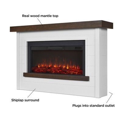 Bernice 67" White Electric Fireplace with Mantel