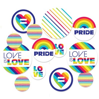 Big Dot of Happiness Love is Love - Gay Pride - LGBTQ Rainbow Party Giant Circle Confetti - Party Decorations - Large Confetti 27 Count