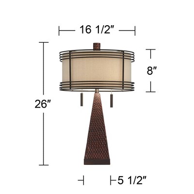 26" Hammered Bronze Industrial Table Lamp with USB Port