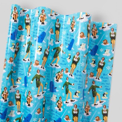 30in 40 sq ft Elf Gift Wrap Blue - Wondershop™