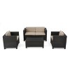 Christopher Knight Home Puerta Outdoor Wicker 4 Seater Chat Set with Cover - 2 of 4