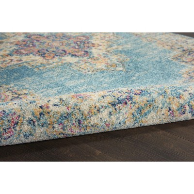 Traditional Geometric Blue Synthetic 8' x 10' Area Rug
