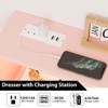 Homhougo Modern 6-Drawer Dresser with LED Lights & Charging Station - Triangle Pattern, Gold Legs Pink - 4 of 4