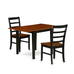 3-Piece Black and Cherry Finish Solid Wood Top Dining Table Set with Square Table and Ladderback Chairs - 1 of 4