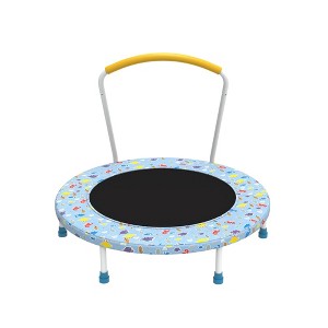 NAYSAYE Kids Mini Trampoline 36 Inch Indoor Outdoor Bouncer with Handle Great Gift for Toddlers and Children, Blue, 36"*36"*30.3" - 1 of 4