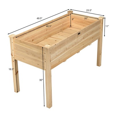 Natural Cedar Wood Raised Garden Bed Planter Box for Outdoor Deck