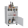 NicBex 2 Shelves Rolling Kitchen Island Cart with 1 Cabinet and 4 Bottle Rack,Kitchen Island on Wheels with Storage,Island Table for Kitchen,White - 4 of 4