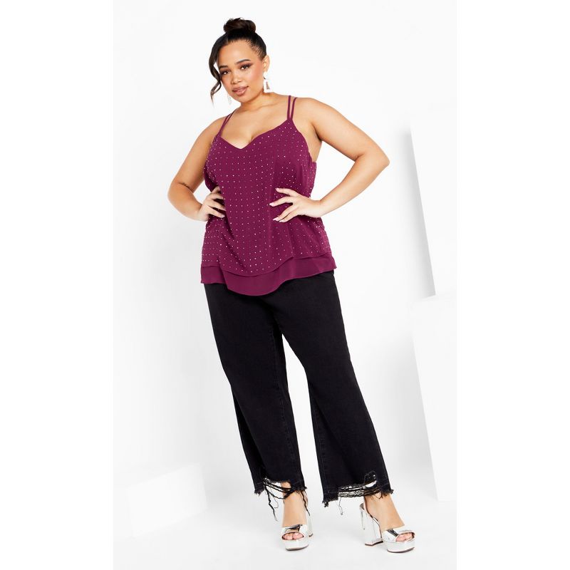 Women's Plus Size Strappy Nail Top - mulberry | CITY CHIC, 1 of 8