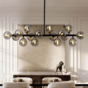 Siljoy 16 Lights Mid Century Modern Chandelier Linear Chandelier Light Fixtures Glass Globe Sputnik Pendant Light for Dining Room Kitchen Island - 1 of 4