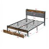 NicBex Bed Frame with Storage,Metal Bed Frame with LED Lights,Upholstered Headboard,2 Drawers,Charging Station,Bedframe No Box Spring Needed,Gray - 3 of 4