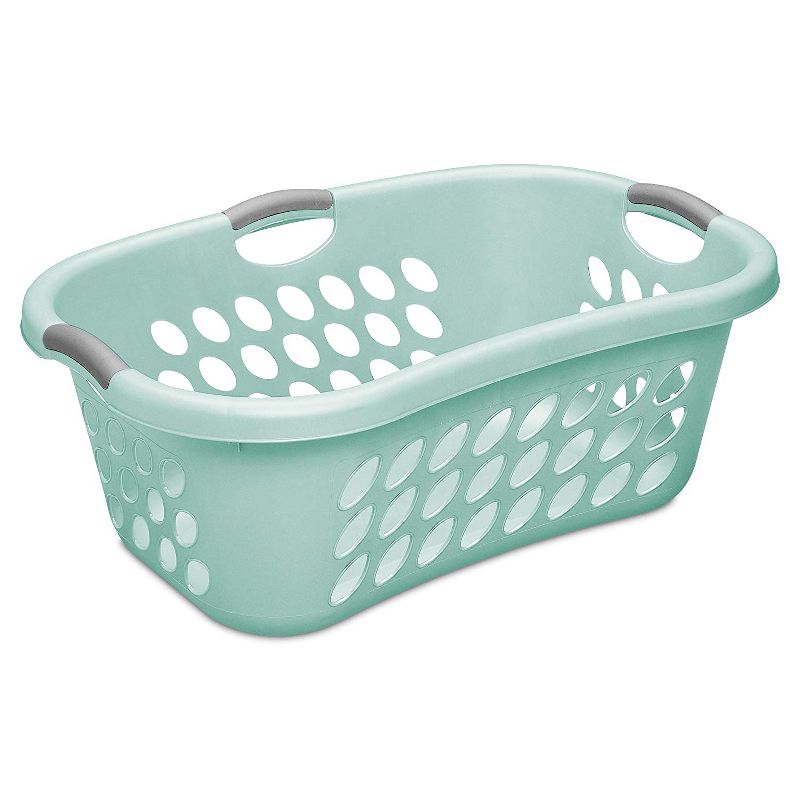 Sterilite 1.25 Bushel Ultra HipHold Laundry Basket, Plastic with Comfort Handles and Hip Hugging Curve for Easy Carrying of Clothes, Aqua, 6-Pack, 2 of 4