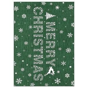 Coolmee Washable Area Rug Christmas Tree Rug for Living Room Non Slip Xmas Decor Throw Carpet Stain Resistant Holiday Area Rugs  green - 1 of 4