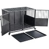 48 Inch Heavy-Duty Dog Crate with Double Door Wheels Carbon Steel Escape Proof Dog Cage for Small Medium Large Dogs Silver - 4 of 4