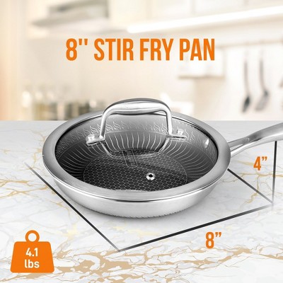 8'' Stainless Steel Non-Stick Fry Pan with Lid