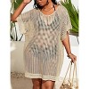 Plus Size Crochet Bikini Cover Ups Lightweight Swimsuits Cover Ups Deep V Neck Hollow Out Beach Cover Ups Swimwear Beachwear - 4 of 4