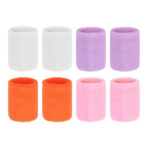 Unique Bargains Sweat Absorbent Elastic Tennis Basketball Badminton Wrist Sweatbands 8 Pcs - 1 of 4