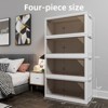 FONTOI 4 PCS Foldable Cabinet with Dual Front Doors, Stackable Storage Container with Removable Top Cover for Home Office, Beige, 14.96"*14"*31.5" - 3 of 4