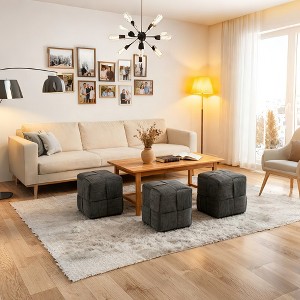 GDFStudio Allen Modern Square Woven Corduroy Upholstered Ottoman - 1 of 4