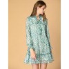 INSPIRE CHIC Women's Floral Dress Loose Chiffon Ruffle Self Tie Neck Shift Dresses - 2 of 4