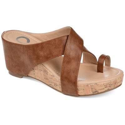 Journee Collection Womens Rayna Wedge Heel Slip On Sandals