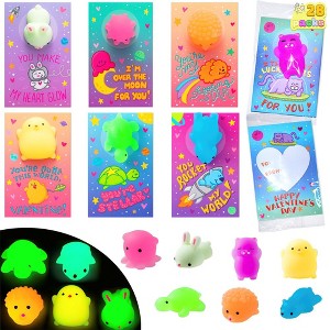 Joyfy 28Pcs Glow in the Dark Squishy Toys with Valentines Day Cards for Kids-Classroom Exchange Gift Cards - 1 of 4