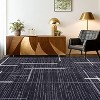 Acekool Washable Area Rug 【size】, Modern Abstract Non Slip Low Pile Thin Living Room Bedroom Carpet, Lightweight Soft Floor Mat, Rice - 3 of 4