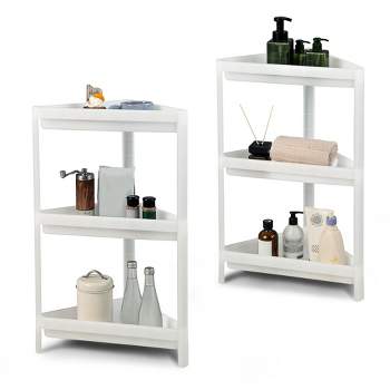 Unique Bargains Bath Corner Shower Shelves Adhesive Caddy With Hooks Drill  For Bathroom 9.57x9.57x1.97 2 Sets : Target