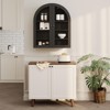Arched Wall Cabinet with Glass Doors, Large Bathroom Medicine Cabinet, Adjustable Shelves, Black. - 3 of 4