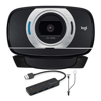Logitech C615 Full HD 1080p Webcam with Stand, Selfie Ring Light & 3.0 USB Hub