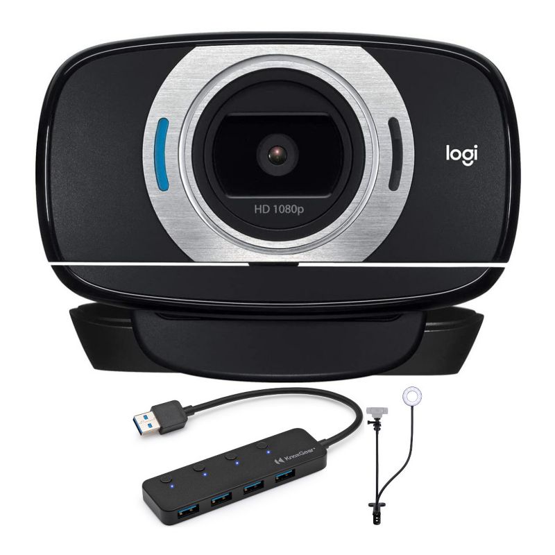 Logitech C615 Full HD 1080p Webcam with Stand, Selfie Ring Light & 3.0 USB Hub, 1 of 4