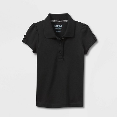 Toddler Girls' Short Sleeve Interlock Uniform Polo Shirt - Cat & Jack™ Black