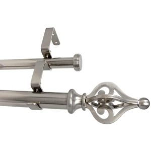 Urbanest Portia Flat Button 1-inch 3-4 inch Double Drapery Curtain Window Rod Set - 1 of 4