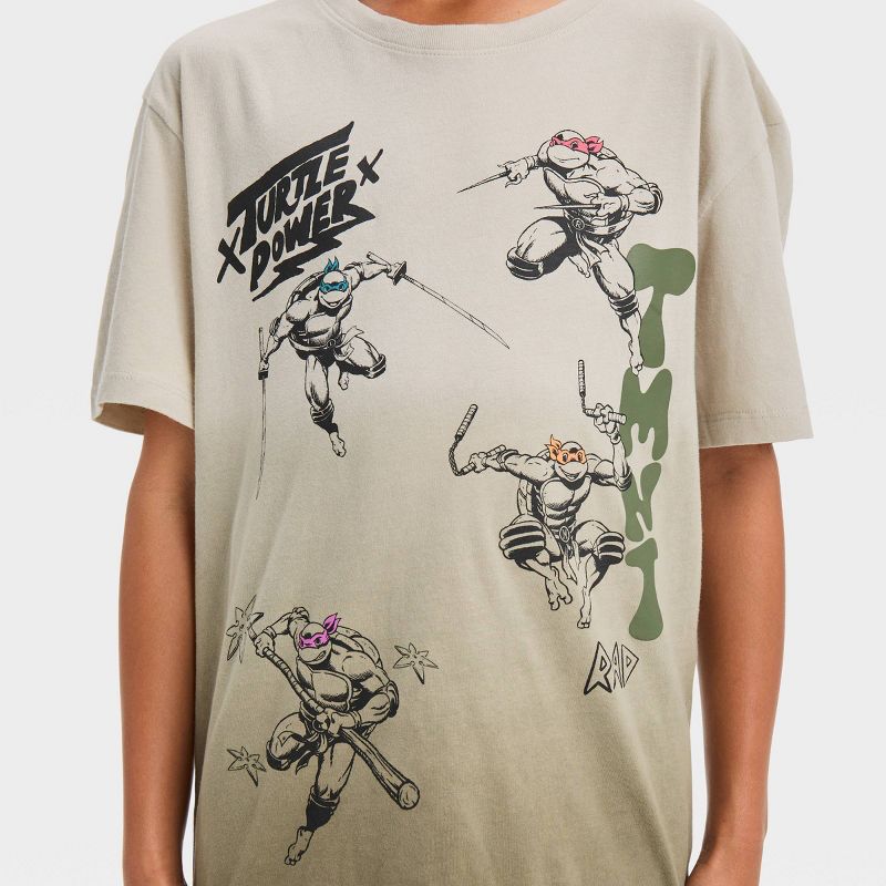 Boys&#39; Teenage Mutant Ninja Turtles Dip-Dye Elevated Short Sleeve Graphic T-Shirt - Olive Green, 2 of 5