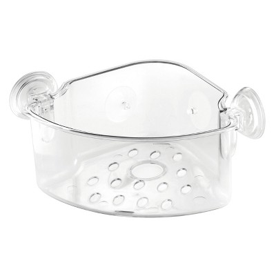 iDESIGN Plastic Power Lock Suction Corner Storage Shelf
