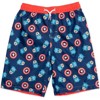 Marvel Avengers Captain America Pullover Rash Guard Swim Trunks and Cap 3 Piece Swimsuit Set Little Kid to Big Kid - 4 of 4
